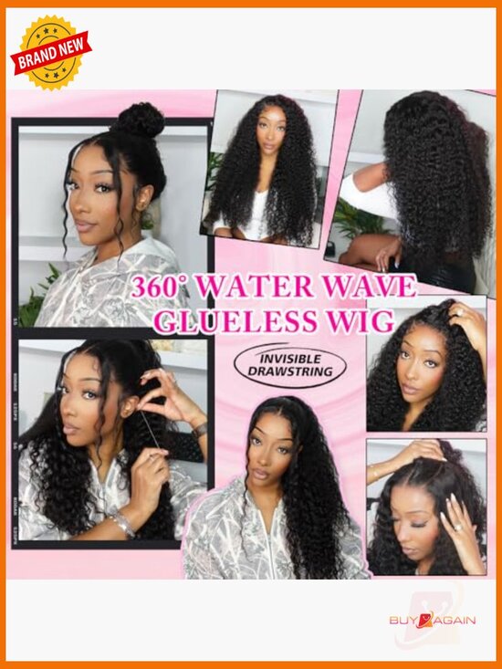 360 Lace Front Wig Human Hair Glueless Water Wave Pre Plucked Bleached Knots main image 6